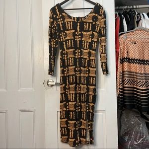 Vintage 90s long sleeve print dresss Sz 4